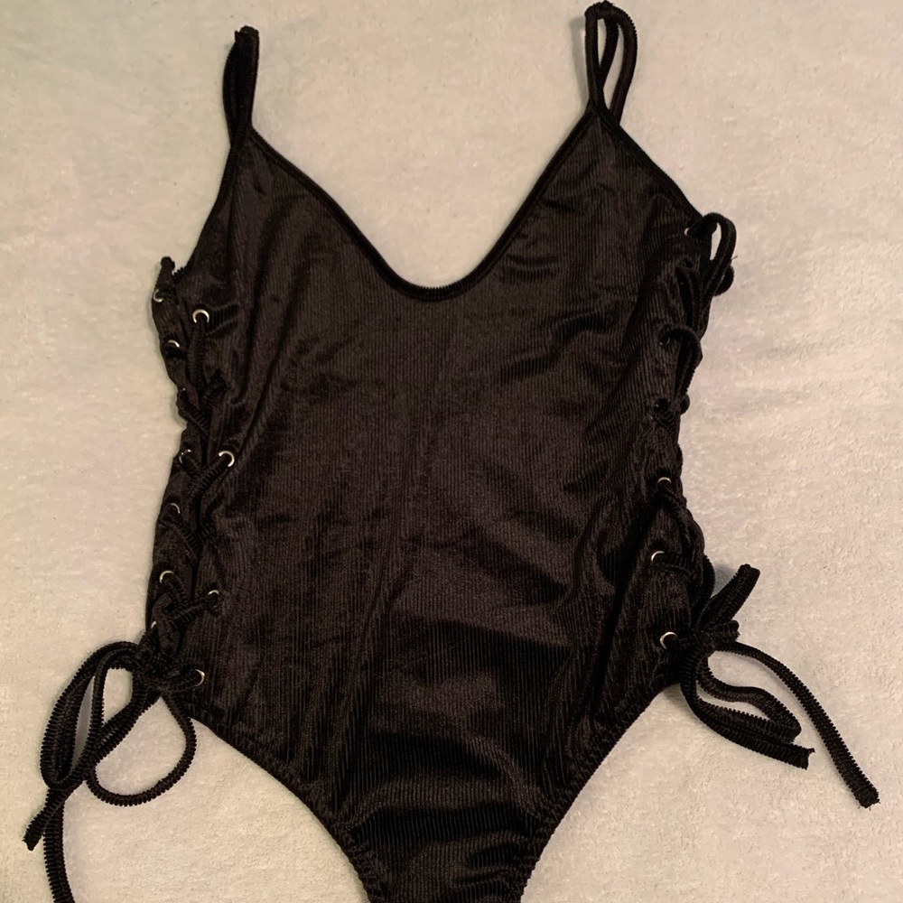 iHeartRaves Black Velvet Bodysuit